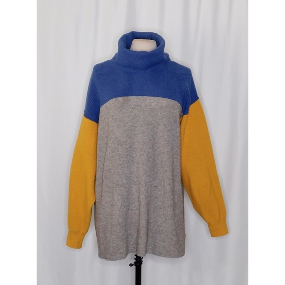 FREE PEOPLE Softly Structured Colorblock Sweater Turtleneck Pullover Knit Medium - Picture 3 of 16